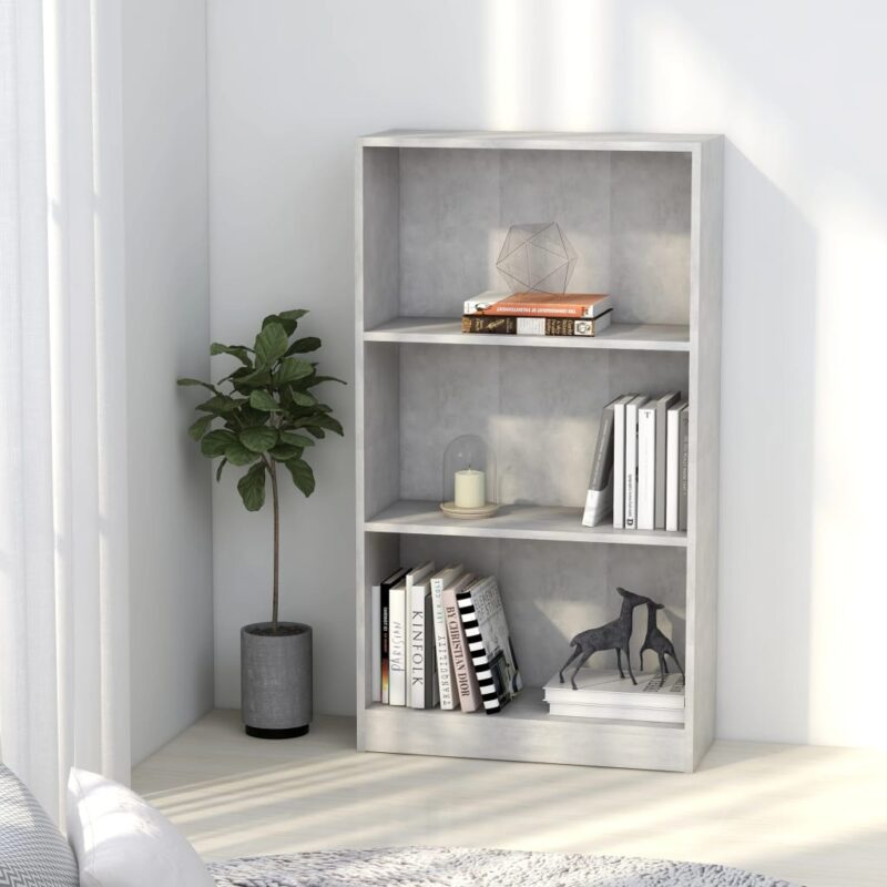 Sonata 3-етажна библиотека, бетонно сива, 60x24x108 см, ПДЧ Намаления и отстъпки ЧеренПетък 3