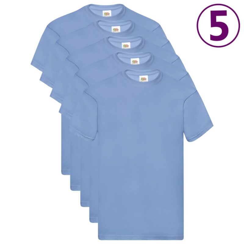 Fruit of the Loom Оригинални тениски, 5 бр, светлосини, М, памук Намаления и отстъпки ЧеренПетък 3
