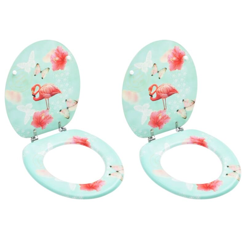 Sonata WC тоалетни седалки с капак, 2 бр, МДФ, дизайн фламинго Намаления и отстъпки ЧеренПетък 3