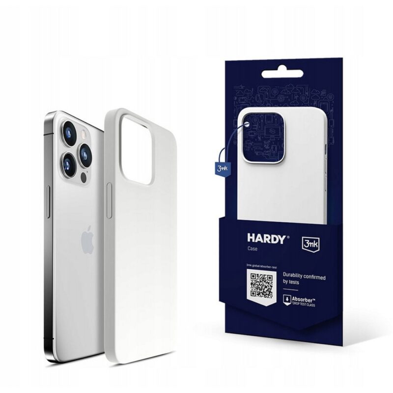 Калъф за Apple iPhone 15 Pro Max, силиконов, 3MK Hardy Case, бял Намаления и отстъпки ЧеренПетък 3
