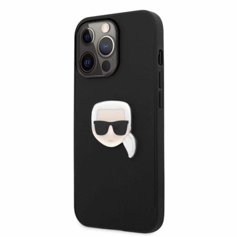 Калъф за Apple iPhone 13 Pro, еко кожа, Karl Lagerfeld Karl Head Leather Case, дизайнерски удароустойчив, черен Намаления и отстъпки ЧеренПетък 3