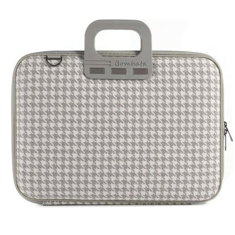 Чанта за лаптоп Bombata Pied de poule Grey, до 16″ (40.64 cm), италиански дизайн, тапицерия от плат, сива Намаления и отстъпки ЧеренПетък 3