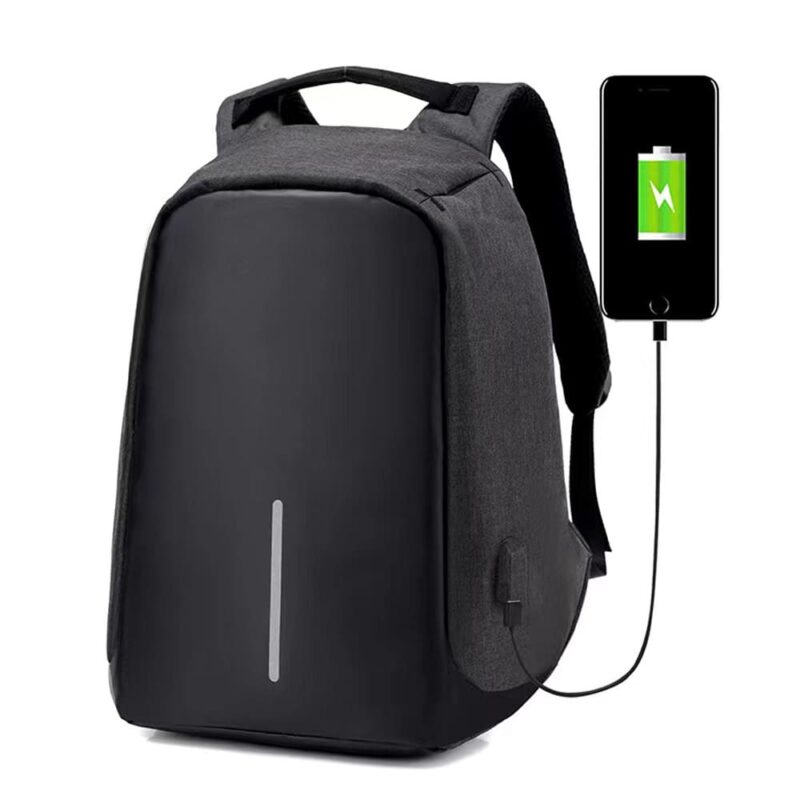 Раница за лаптоп BP-01, до 15.6″ (39.62cm), полиестер, USB порт за зареждане, черна Намаления и отстъпки ЧеренПетък 3