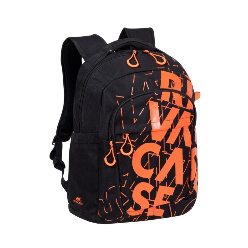 Раница за лаптоп Rivacase 5430 Black/orange, до 15.6″ (39.62 cm), полиестер, водоустойчивост, оранжево-черна Намаления и отстъпки ЧеренПетък 3