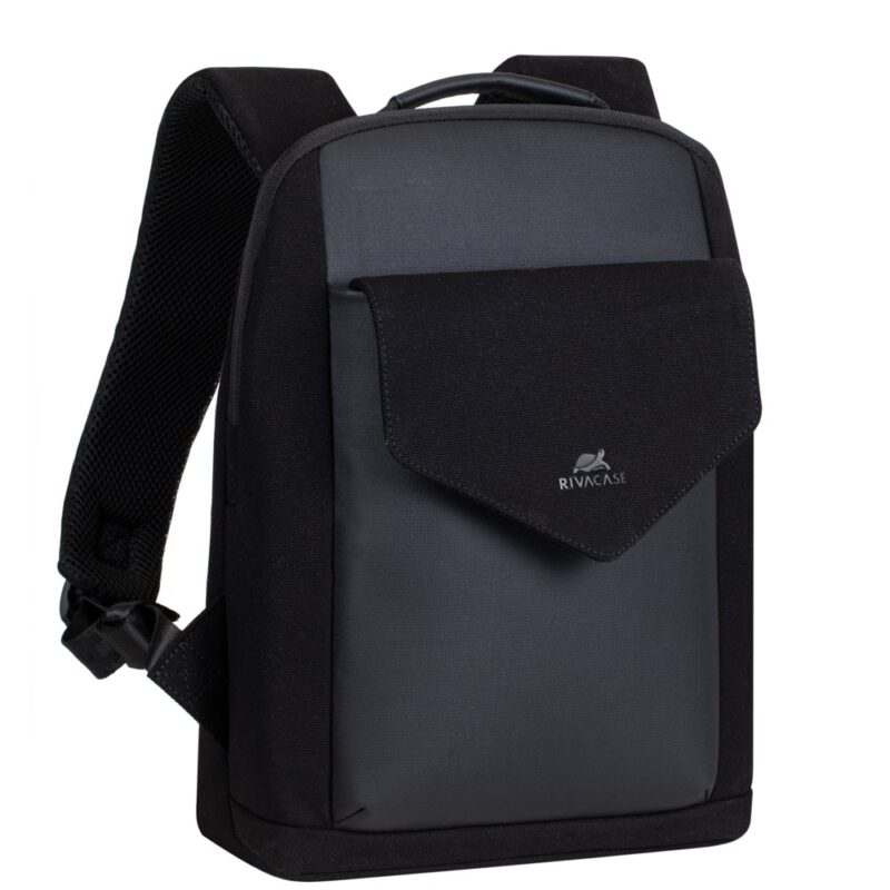 Раница за лаптоп Rivacase 8521 Black, до 13.3″ (33.78 cm), изкуствена кожа и канава от 100% памук, отделение за таблет, черна Намаления и отстъпки ЧеренПетък 3
