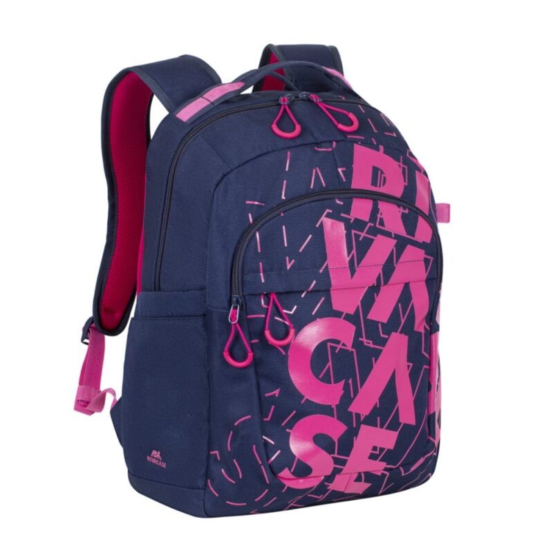 Раница за лаптоп Rivacase 5430 Dark blue/pink, до 15.6″ (39.62 cm), полиестер, водоустойчивост, розово-синя Намаления и отстъпки ЧеренПетък 3