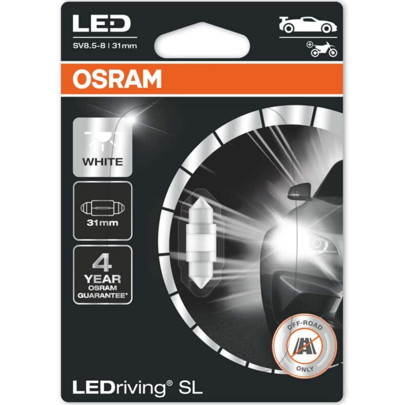 Автомобилна крушка Osram 6438DWP, 1W, 45lm, C5W, SV8.5-8, LED, 1 брой в опаковка Намаления и отстъпки ЧеренПетък 3