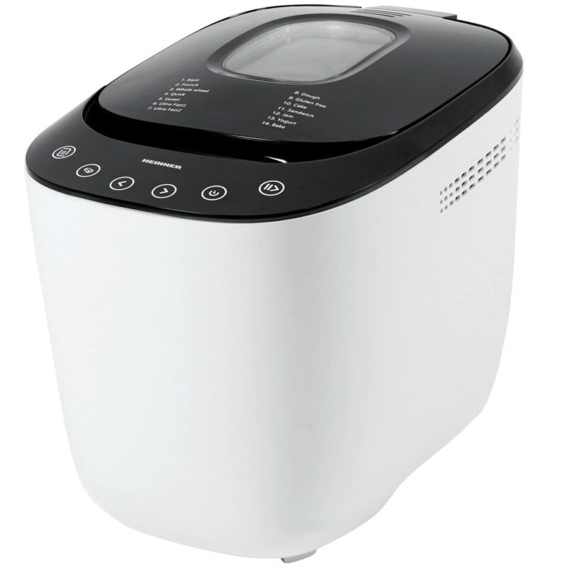 Хлебопекарна Heinner HBM-900WHBK, 14 програми, 3 степени на препичане, дигитален дисплей, 550W, вмecтимocт до 900g, бяла Намаления и отстъпки ЧеренПетък 2