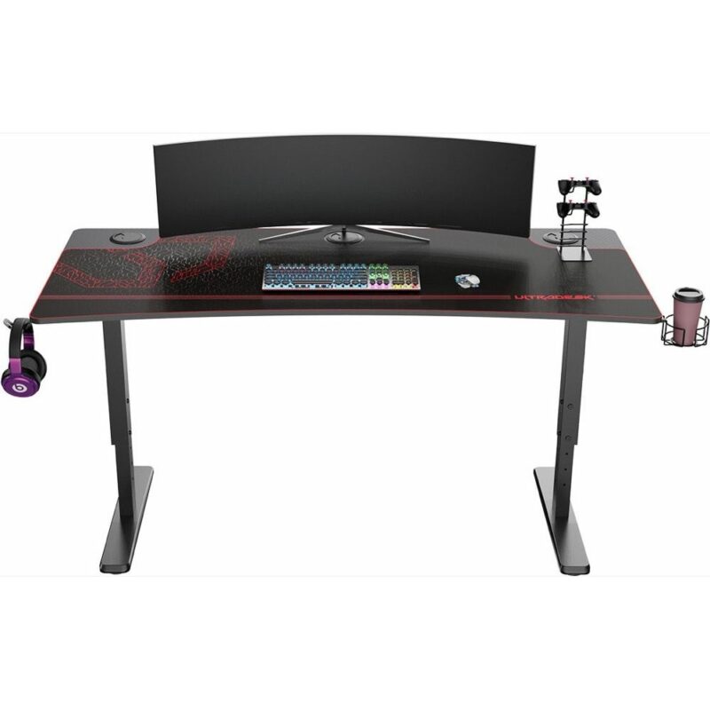 Компютърно бюро Ultradesk Cruiser Red (UDESK-CR-RD), 160 x 70 x 66-82 cm, регулиране на височината, държач за слушалки, стойка за чаша, поставка за геймпадове … Намаления и отстъпки ЧеренПетък 3