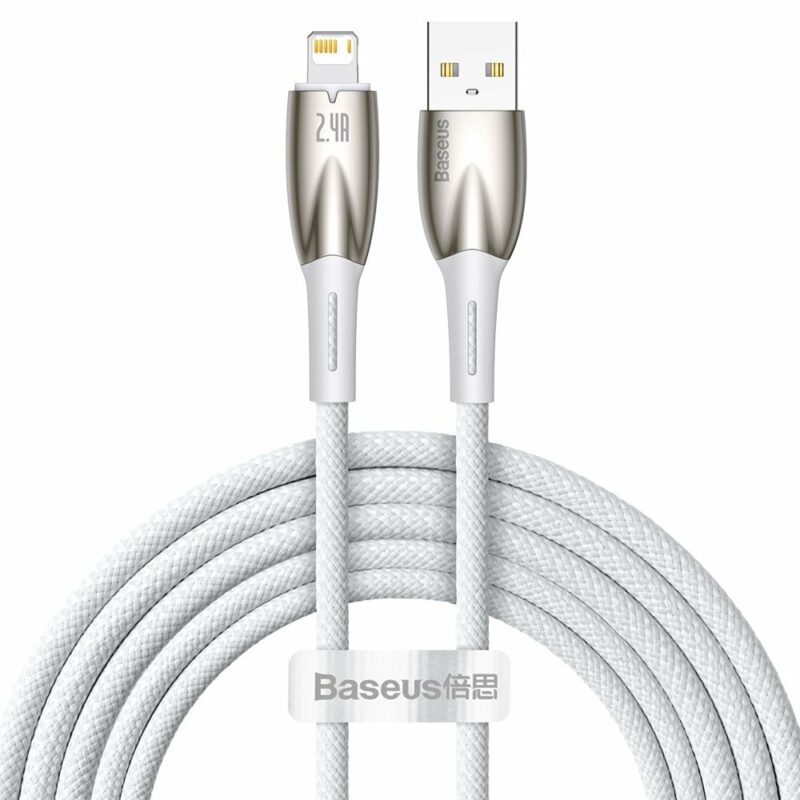 Кабел Baseus CADH000302, от USB A(м) към Lightning(м), 2m, бял Намаления и отстъпки ЧеренПетък 3