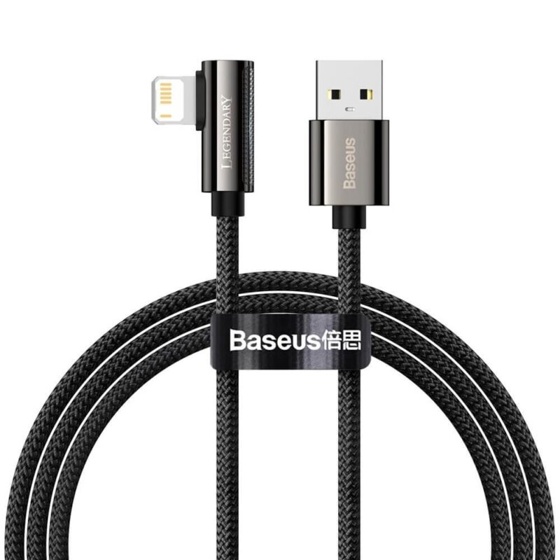 Кабел Baseus Legend Elbow Lightning to USB Cable(CALCS-01), от USB A(м) към Lightning(м), 100mm, 12W, черен Намаления и отстъпки ЧеренПетък 3