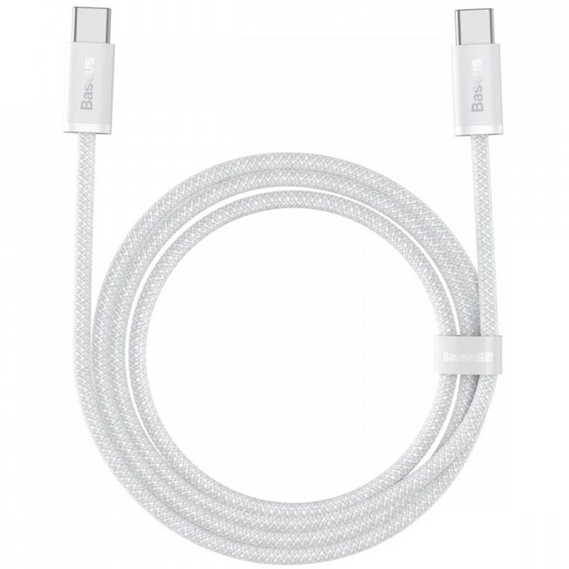 Кабел Baseus Dynamic Series USB-C to USB-C Fast Charging Cable (CALD000302), от USB C(м) към USB C(м), 2m, 100W, бял Намаления и отстъпки ЧеренПетък 3