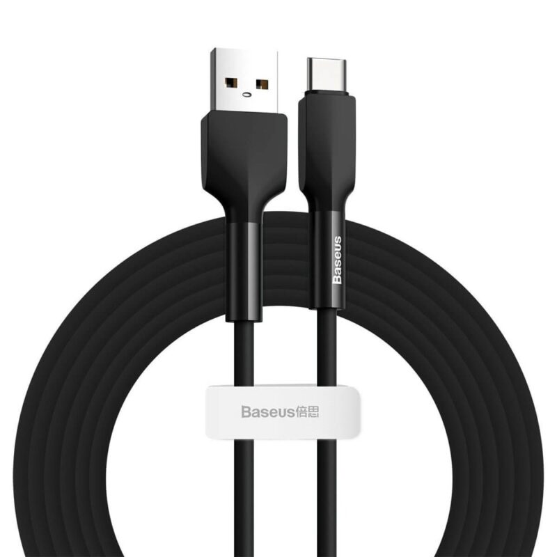 Кабел Baseus Silica Gel USB-C Cable (CATGJ-01), от USB A(м) към USB C(м), 1m, 15W, черен Намаления и отстъпки ЧеренПетък 3