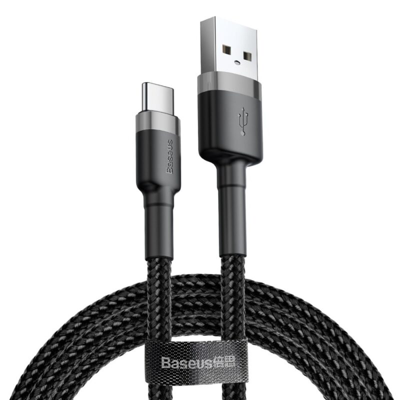 Кабел Baseus Cafule USB-A to USB-C Cable (CATKLF-CG1), от USB A(м) към USB C(м), 2m, 18W, черен Намаления и отстъпки ЧеренПетък 3