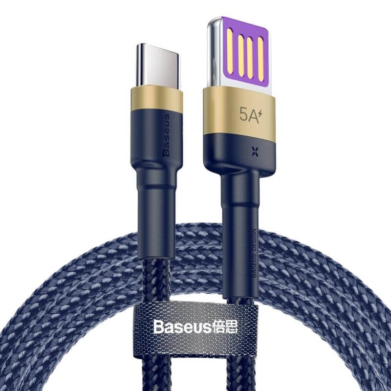 Кабел Baseus Cafule Quick Charge USB-C Cable (CATKLF-PV3), от USB A(м) към USB C(м), 1m, тъмносин Намаления и отстъпки ЧеренПетък 3