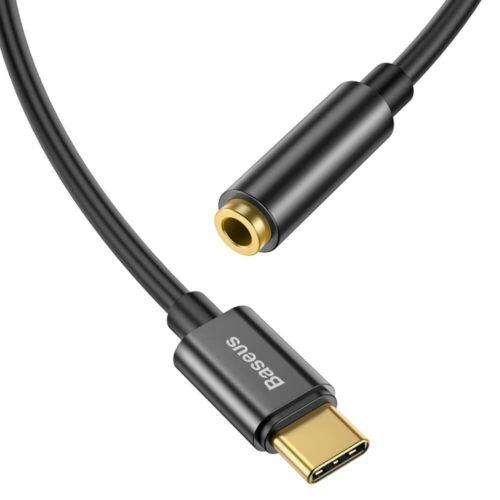 Адаптер Baseus CATL54-01, от USB C(м) към AUX(ж), черен Намаления и отстъпки ЧеренПетък