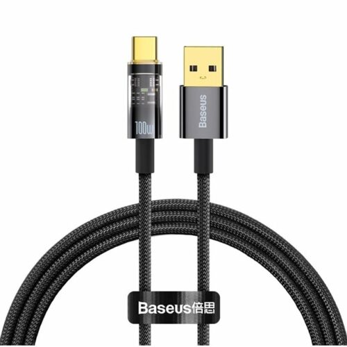 Кабел Baseus Explorer USB-A to USB-C (CATS000201), от USB A(м) към USB C(м), 1m, 100W, черен Намаления и отстъпки ЧеренПетък