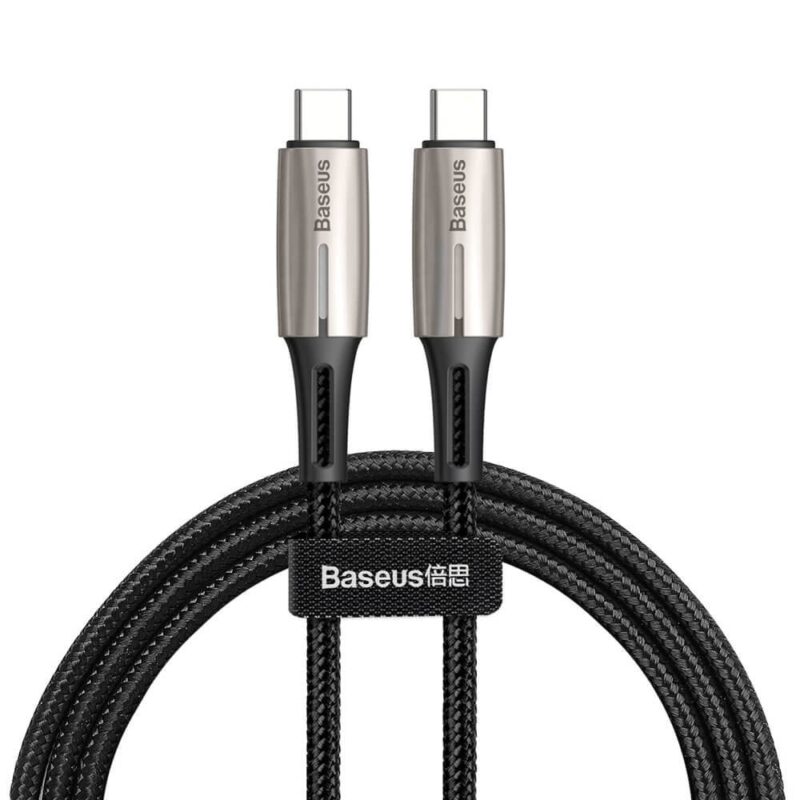 Кабел Baseus Water Drop USB-C to USB-C Cable (CATSD-J01), от USB C(м) към USB C(м), 1m, 60W, черен Намаления и отстъпки ЧеренПетък 3