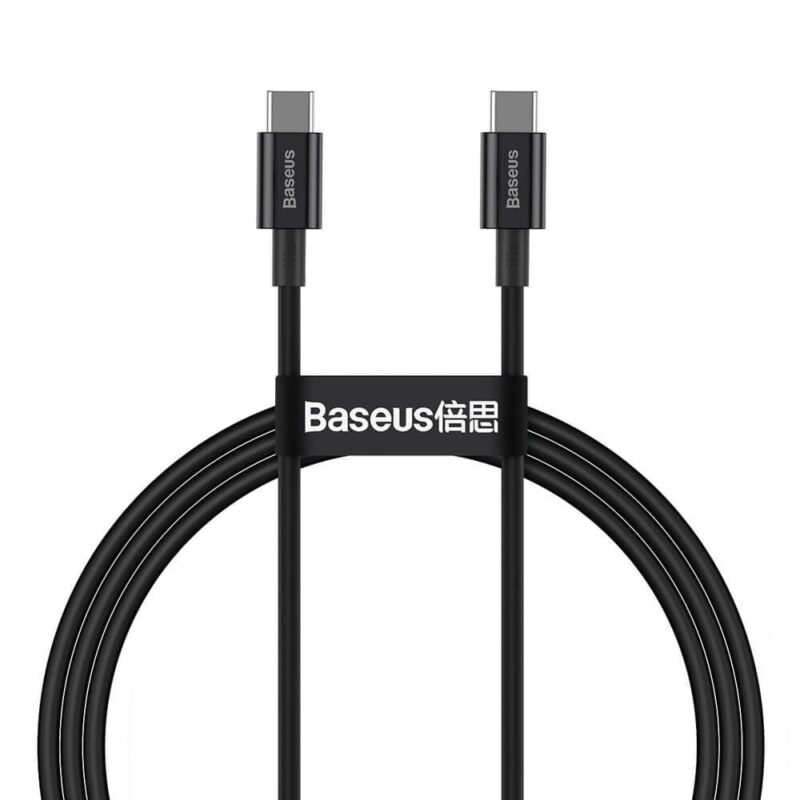 Кабел Baseus Superior USB-C to USB-C Cable (CATYS-B01), от USB C(м) към USB C(м), 1m, 100W, черен Намаления и отстъпки ЧеренПетък 3