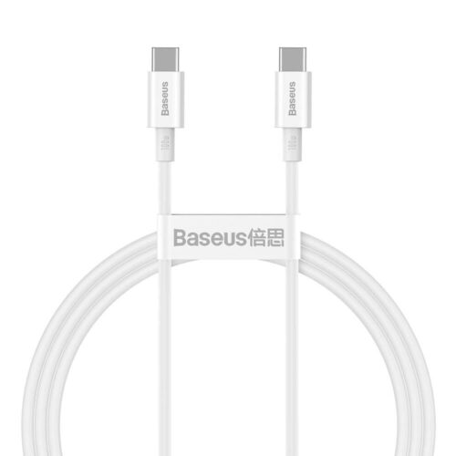 Кабел Baseus Superior PD 2.0 100W (CATYS-B02), от USB C(м) към USB C(м), 1m, бял Намаления и отстъпки ЧеренПетък