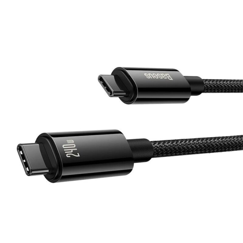 Кабел Baseus Tungsten Gold CAWJ040001, от USB-C(м) към USB-C(м), 1m, 240W, черен Намаления и отстъпки ЧеренПетък 3