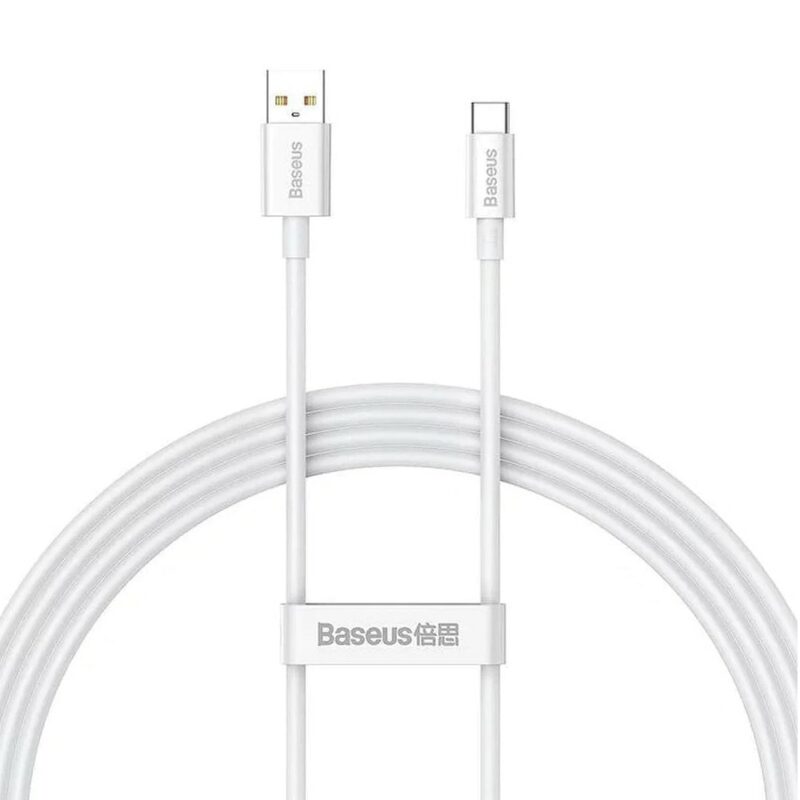 Кабел Baseus Superior P10320102214-01, от USB-A(м) към USB-C(м), 1m, 100W, бял Намаления и отстъпки ЧеренПетък 3