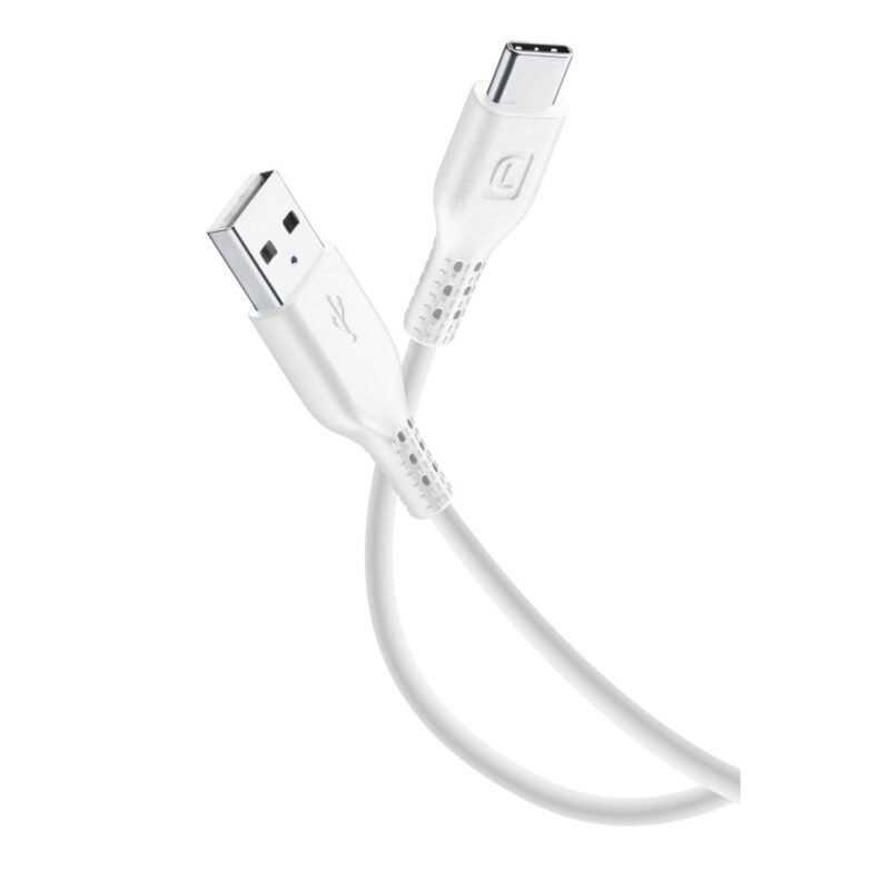 Кабел Cellularline USBDATACUSBC2TW, от USB-A(м) към USB-C(м), 2m, бял Намаления и отстъпки ЧеренПетък 3