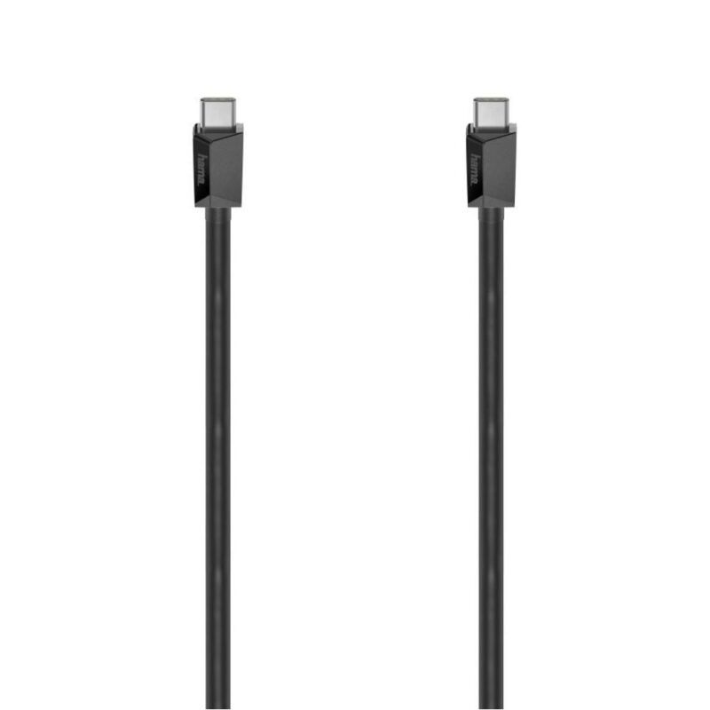 Кабел HAMA 200648, от USB-C(м) към USB-C(м), 0.75m, 60W, 5Gb/s, черен, e-Marker чип Намаления и отстъпки ЧеренПетък 3