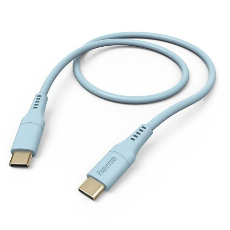 Кабел HAMA 201575, от USB-C(м) към USB-C(м), 1.5m, двойно екраниран, силиконов, син Намаления и отстъпки ЧеренПетък 3