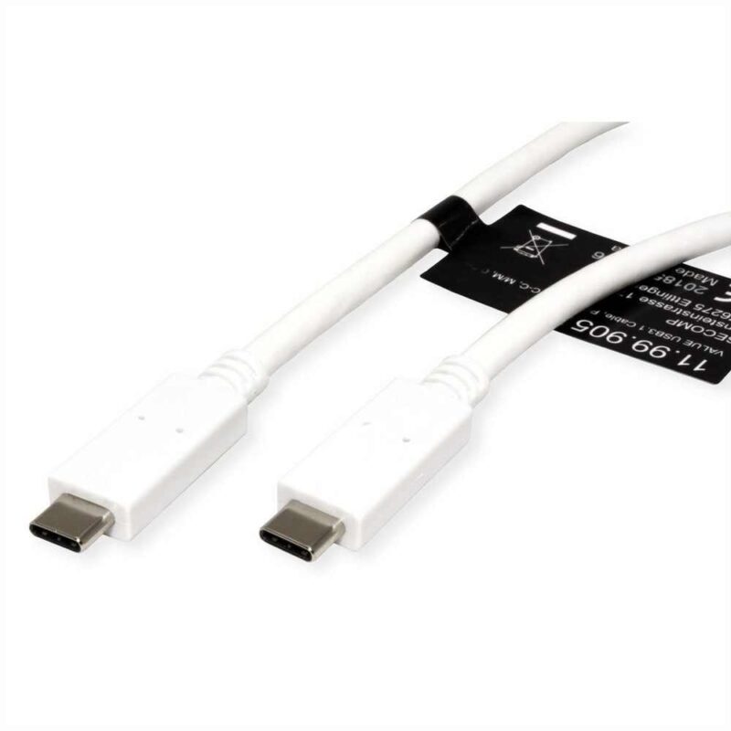 Кабел Roline Value 11.99.9053, от USB C(м) към USB C(м), 1m, бял Намаления и отстъпки ЧеренПетък 3