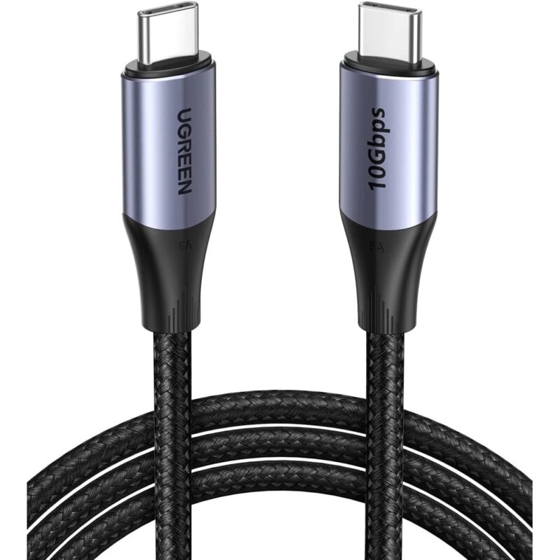 Кабел Ugreen US355, от USB C(м) към USB C(м), 1m, 100W, черен Намаления и отстъпки ЧеренПетък 2