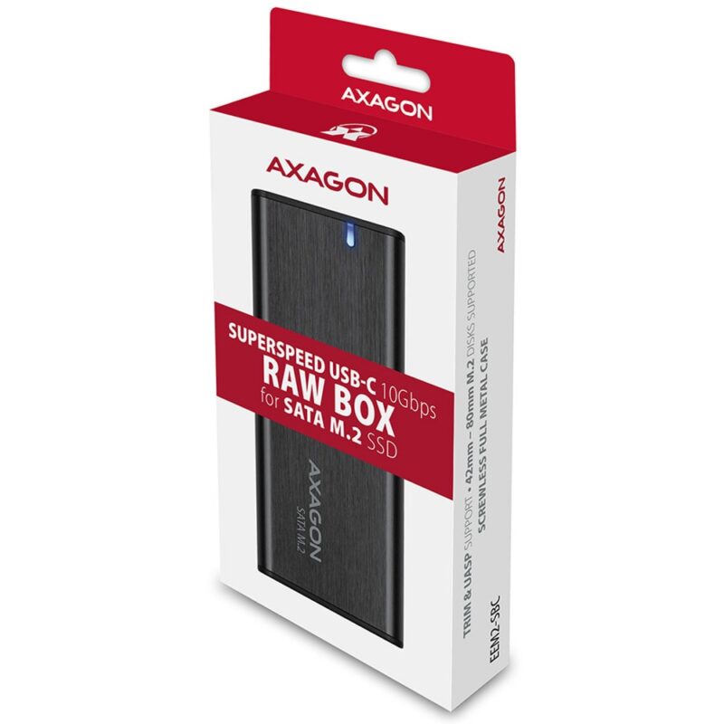 Кутия AXAGON EEM2-SBC, за M.2 (2230/2242/2280) SSD, SATA, USB-C 3.2 Gen2, черна Намаления и отстъпки ЧеренПетък 3