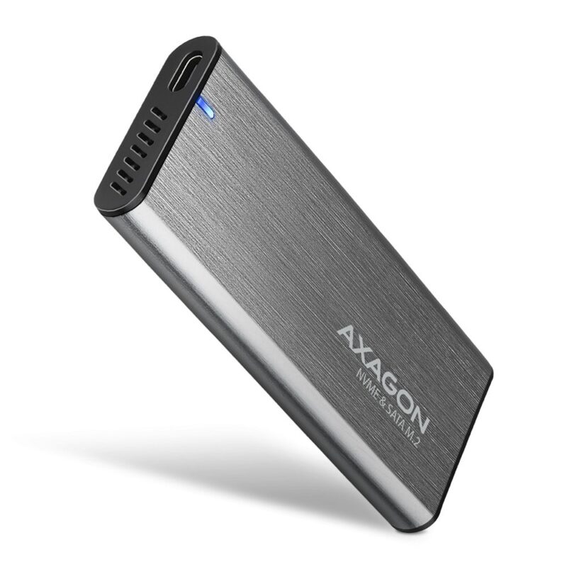 Кутия 2.5″ (6.35 cm) AXAGON EEM2-SG2 за M.2 NVMe (2242/2260/2280) SSD, USB C 3.2 Gen 2, сива Намаления и отстъпки ЧеренПетък 3
