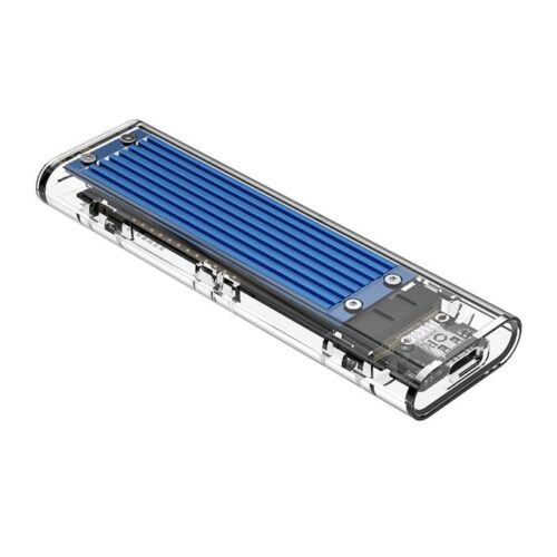 Кутия M.2 Orico TCM2M-C3 за M.2 NVMe SSD, USB 3.1 Type-C, прозрачно-синя