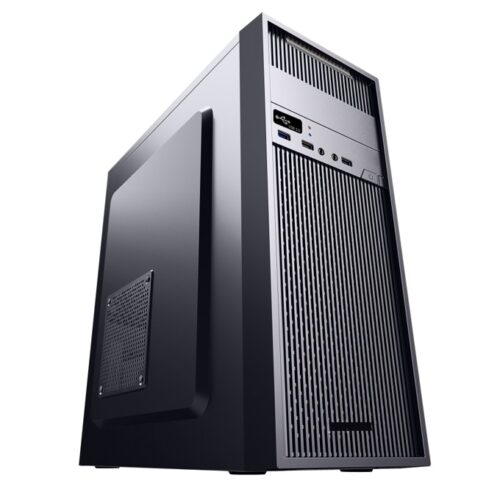 Кутия PowerCase 173-G04, Micro ATX/ATX, черна, със захранване 500W