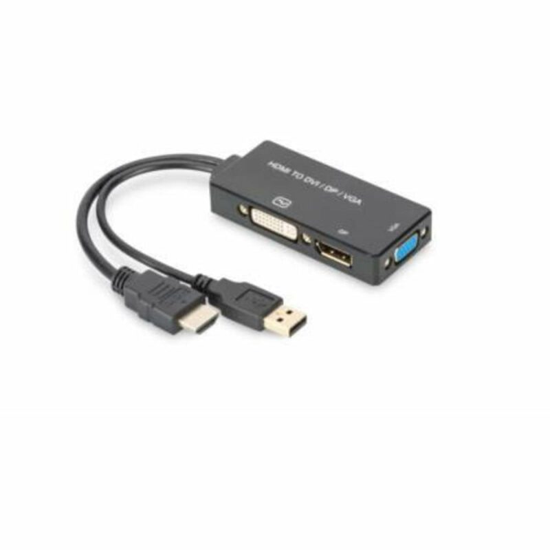 Конвертор Assmann AK-330403-002-S, от HDMI(м)/USB-A към VGA(ж)/DVI-D(24+1)(ж)/DisplayPort(ж), черен Намаления и отстъпки ЧеренПетък 3