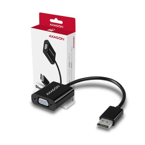 Адаптер Axagon RVD-VGN, от Display Port(м) към VGA(ж), 1920×1200, DP 1.1a, черен Намаления и отстъпки ЧеренПетък