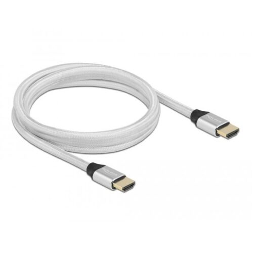 Кабел Delock 85367, от HDMI(м) към HDMI(м), 2m, 48 Gbit/s, 8K/60 Hz, сребрист Намаления и отстъпки ЧеренПетък