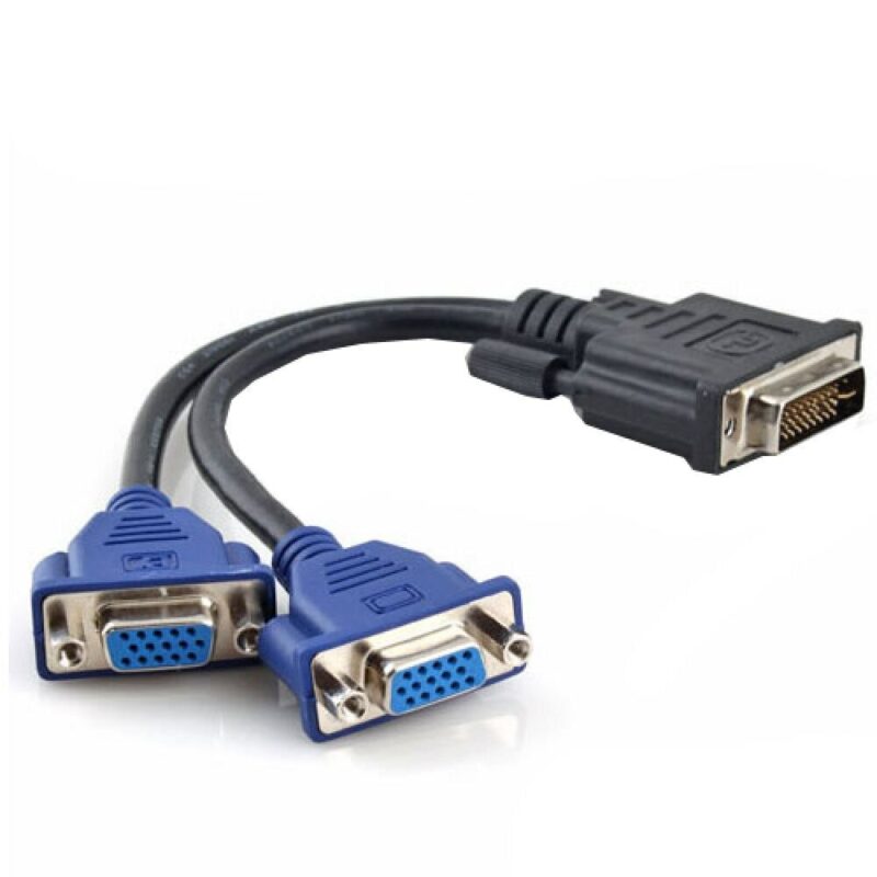 Преходник DeTech (Разопакован продукт), от DVI-I (24+5)(м) към 2x VGA(ж) Намаления и отстъпки ЧеренПетък 3