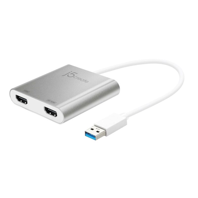Адаптер j5create JUA365, от USB-A(м) към 2x HDMI(ж), бял, 4K@30Hz Намаления и отстъпки ЧеренПетък 3