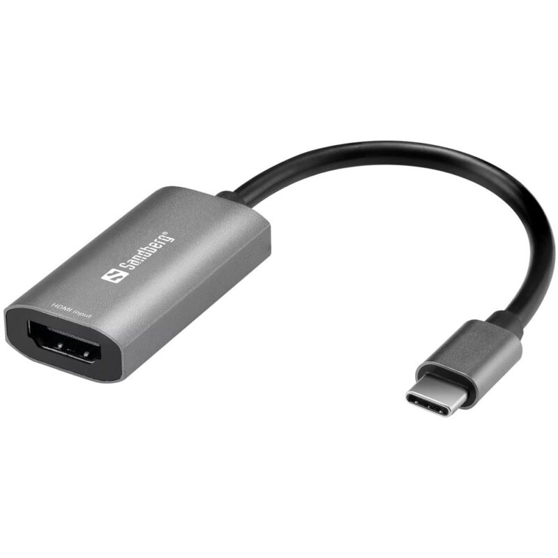 Преходник Sandberg SNB-136-36, от HDMI(ж) към USB Type-C(м), 4K@30Hz, сив Намаления и отстъпки ЧеренПетък 3