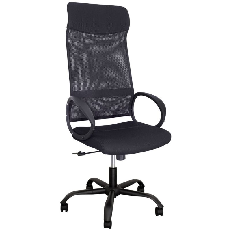 Работен стол OKOffice OPALA HB BLACK F, до 130кг, дамаска/меш, метална база, Tilt механизъм, черен Намаления и отстъпки ЧеренПетък 3