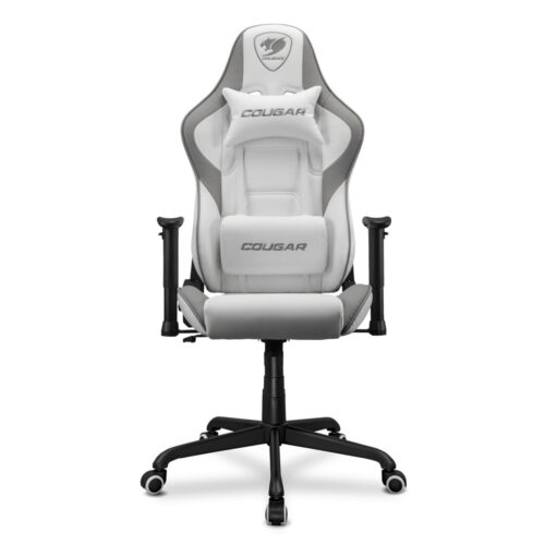 Геймърски стол Cougar Armor Elite White, до 120 kg, Class 4 газов амортисьор, 2D регулируеми подлакътници, PVC кожа, бял
