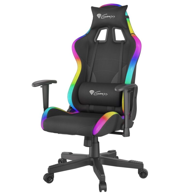 Геймърски стол Genesis Trit 600 RGB, до 150кг. макс тегло, еко кожа, газов амортисьор, коригиране височина, RGB подсветка, черен Намаления и отстъпки ЧеренПетък 2