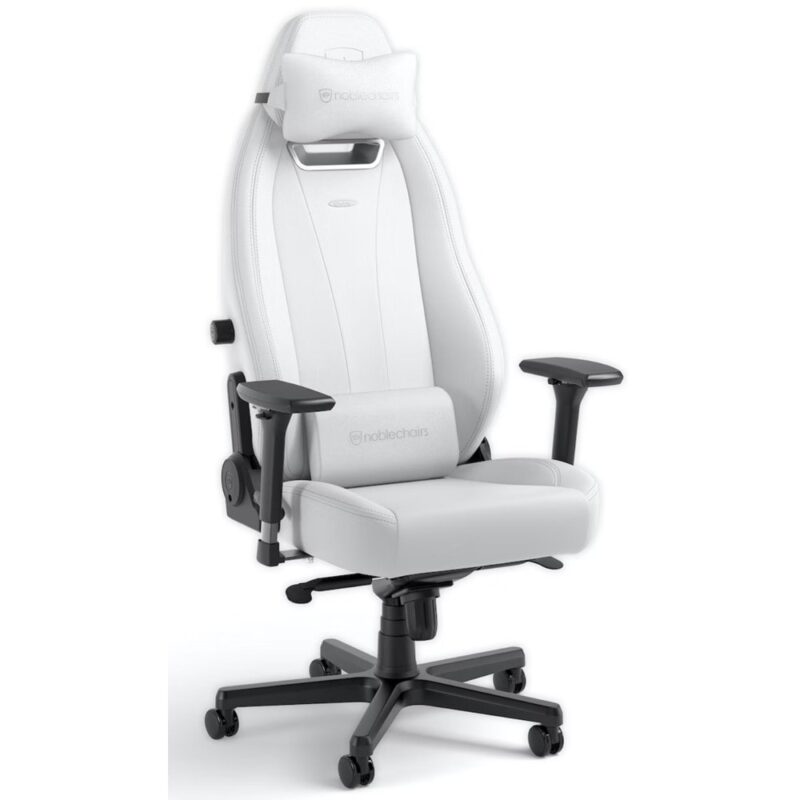 Геймърски стол noblechairs Legend White Edition (NBL-LGD-GER-WED), до 150kg, PU синтетична кожа, стоманена база, лумбална опора, бял Намаления и отстъпки ЧеренПетък 3