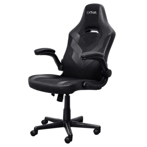Геймърски стол Trust GXT703 Riye, до 140кг, изкуствена кожа, газов амортисьор клас 4, коригиране на височината, черен