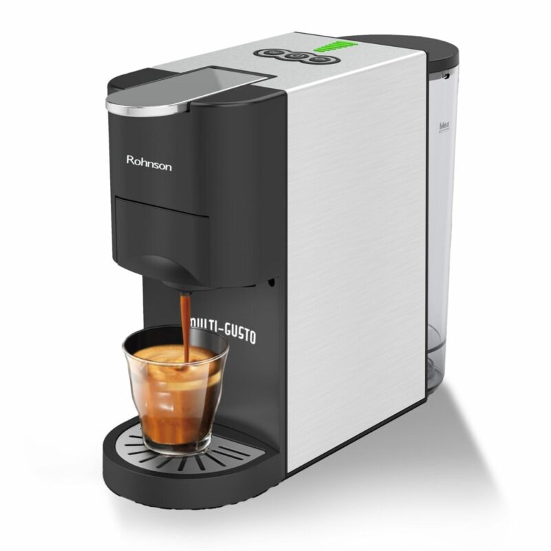 Кафемашина на капсули Rohnson Multi Gusto R-98045, 1450W, 19bar, 0.8 л. обем на резервоара за вода, сребристо-черна Намаления и отстъпки ЧеренПетък 3