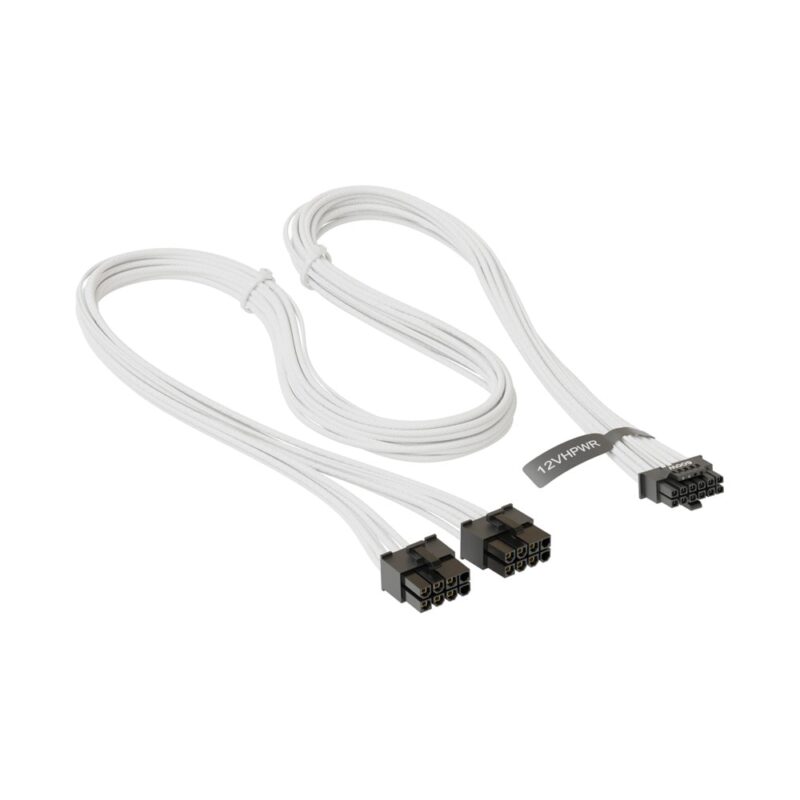Захранващ кабел Seasonic SS-2X8P-12VHPWR-600 White, от 2x 8-Pin PCIe(м) към 1x 12VHPWR(м), 75 cm Намаления и отстъпки ЧеренПетък 3