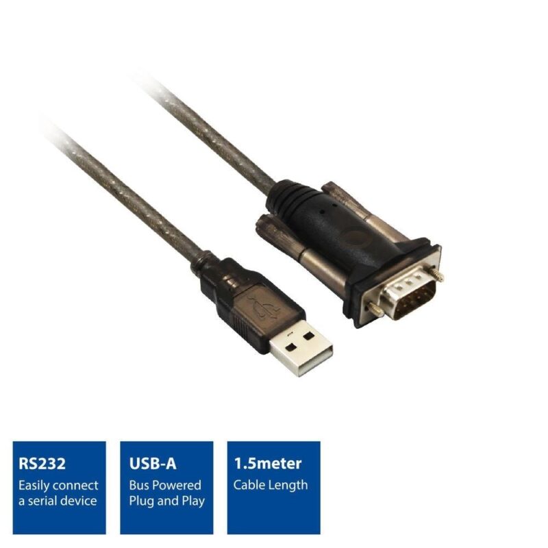 Кабел ACT AC6000, от USB-A (м) към RS232 D-sub 9-pin (м), 1.5m, черен Намаления и отстъпки ЧеренПетък 3