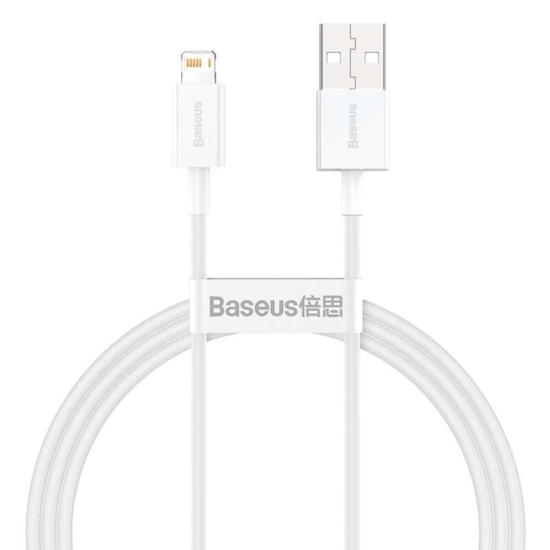 Кабел Baseus Superior Lightning White (CALYS-A02), от USB-A(м) към Lightning(м), 1m, 2.4A/12W, бял Намаления и отстъпки ЧеренПетък 3